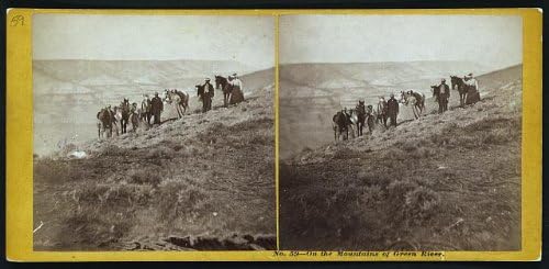 HistoricalFindings Fotó: Fotó: Stereograph,A Hegyek Zöld Folyó,Lovak,c1868,Andrew Russel