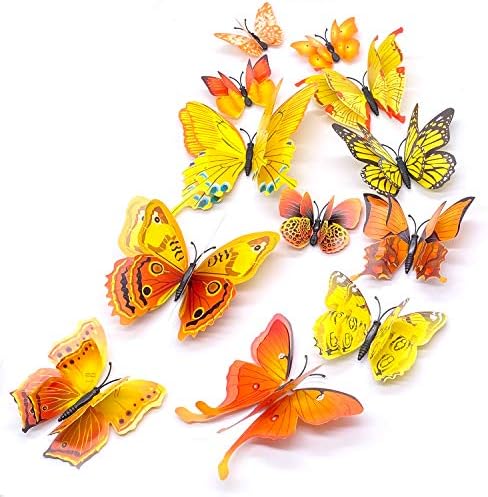 24PCS Pillangós Fali Matricák,3D Pillangók Fali Matricák Cserélhető Freskó Fali Matricák Art Dekoráció, Otthon,gyerekszoba