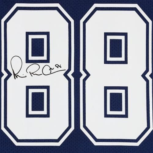 Keretes Michael Irvin Dallas Cowboys Dedikált Kék 1996 Mitchell & Ness Hiteles Jersey - Dedikált NFL Mezeket
