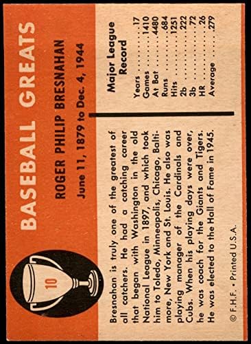1961 Fleer 10 Roger Bresnahan Chicago Cubs/Cardinals (Baseball Kártya) EX/MT Cubs/Bíborosok