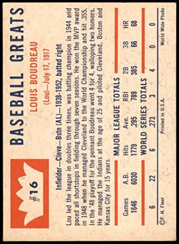 1960 Fleer 16 Lou Boudreau Cleveland indians (Baseball Kártya) EX/MT Indiánok