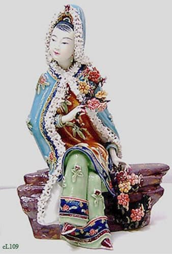 Művészeti Sam Galéria Kínai Ázsiai Kerámia Figura Ágyas