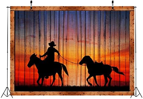 BELECO 10x8ft Szövet Nyugati Cowboys Hátteret vadnyugati Cowboyok Fél Háttér Sziluettje Cowboy Lovagol egy Vad Ló napnyugtakor