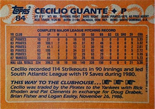 1988 Topps Baseball Kártya 84 Cecilio Guante