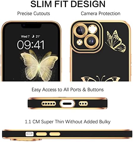 BENTOBEN iPhone 13 Esetben, Telefon tok iPhone 13 6.1, Vékony Slim Fit Aranyos Luxus Pillangó Design Ütésálló Védelem Puha