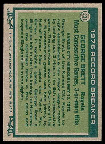 1977 Topps 231 Rekordot George Brett Kansas City Royals (Baseball Kártya) NM Uralkodók