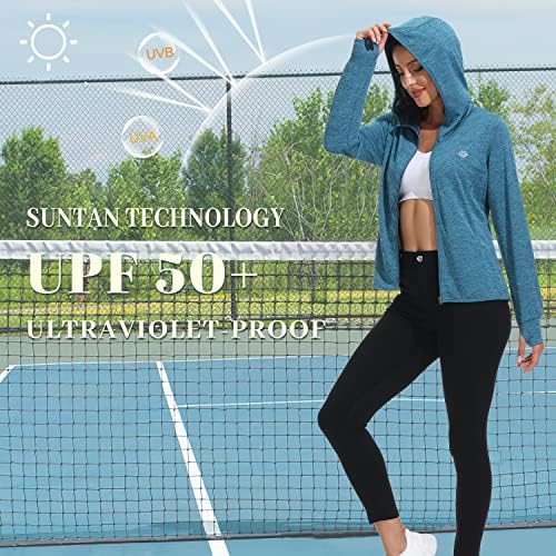 MoFiz a Nők Teljes Zip UPF 50+ fényvédő Kabát Kapucnis Könnyű Camo Túrázás Ing, Hosszú Ujjú Tenisz UV Maximum Zsebbel