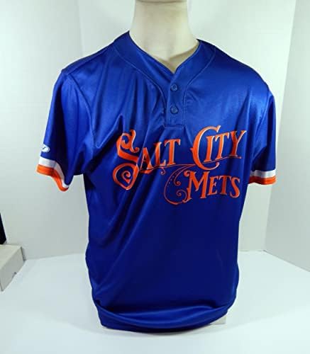 2021 Syracuse Mets 32 Játékban Használt Kék Só Város Mets Jersey 48 DP42509 - Játék Használt MLB Mezek