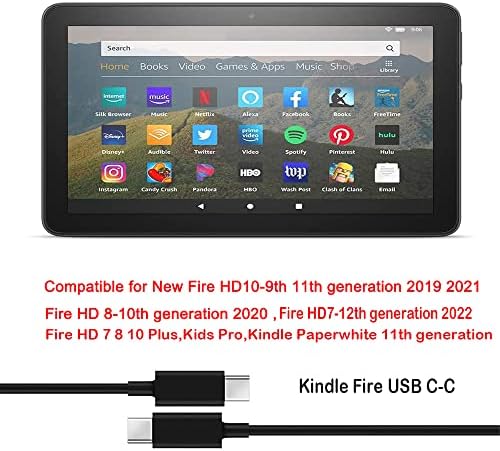 Készült ,2 Csomag-15W PD Gyors Töltő 6.5 Ft USB-C Kábel Kompatibilis az Új Fire HD 7 8 10(2019-2022),Paperwhite 2021(Tervezték,