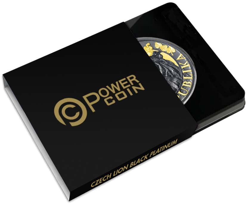 2022 DE Black Platinum Vadállatok PowerCoin cseh Oroszlán Fekete Platina 1 Óz Ezüst Érme 2$ Niue 2022 BU Brilliant Uncirculated