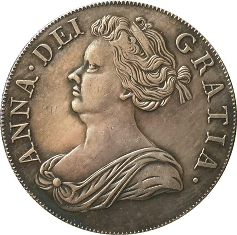1713 Brit Érmék Tiszta Réz Ezüstözött Antik Ezüst Érme Kézműves Gyűjtemény