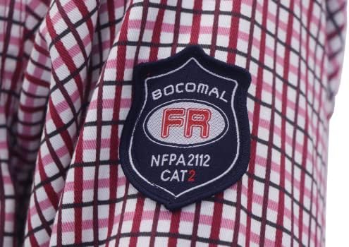 BOCOMAL FR Ing lángálló NFPA2112/CAT2 6.5 oz Könnyű Súly Nyomtatott tűzgátló Kockás Ing