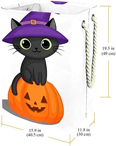 Inhomer Aranyos Fekete macska egy Boszorkány kalap Ült, 300D Oxford PVC, Vízálló Szennyestartót Nagy Kosárban a Takaró Ruházat,