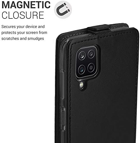 kwmobile Függőleges Flip tok Kompatibilis a Samsung Galaxy A12 - Ügy PU Bőr Védő Fedél a Mágnes - Fekete