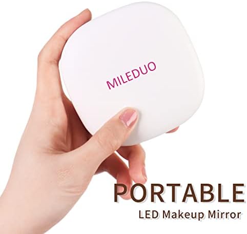 MILEDUO Kompakt Tükör Fény 1X/10X-es Nagyítású, Utazási Tükör Újratölthető Zsebében Tükör LED Táska Tükör 2-Oldalas Összecsukható