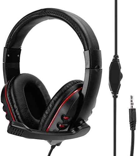 Puha Gaming Fejhallgató, 3.5 mm-es Fülhallgató, Fej‑Szerelt Ergonomikus Kialakítás a PS4 Xbox, majd a PC(Fekete-piros)
