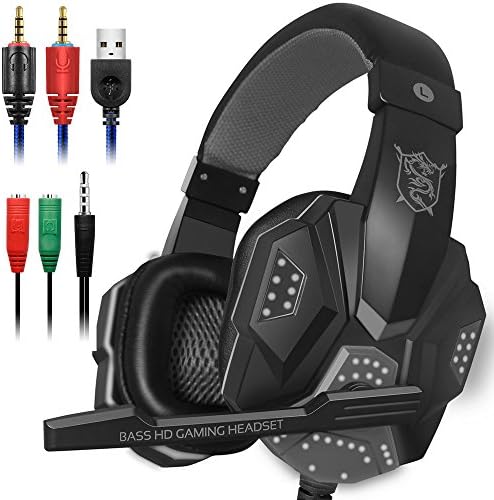 Dland Gaming Headset Mikrofon, valamint LED Laptop Számítógép, Mobiltelefon, PS4, és így tovább, 3,5 mm-es Vezetékes Zaj