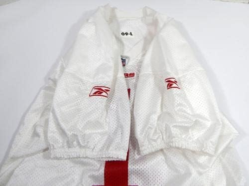 2009-ben a San Francisco 49ers 1 Játék Kiadott Fehér Gyakorlat Jersey L DP32799 - Aláíratlan NFL Játék Használt Mezek