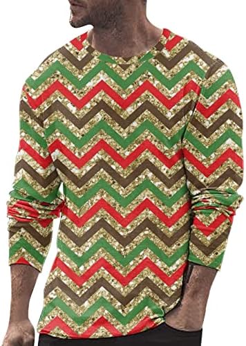 XXBR Karácsonyi Long Sleeve T-shirt Férfi ruházat, Karácsonyi 3D Geometriai Grafikus Nyomtatott Sleeve Tee Maximum Fél Sport