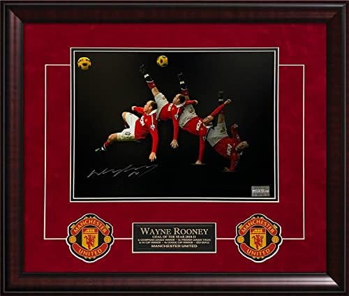 Wayne Rooney Autogramot Fotó A Manchester United Kerékpár Kick Különleges Kiadás Overlay 23×27 - Dedikált Futball Fotók