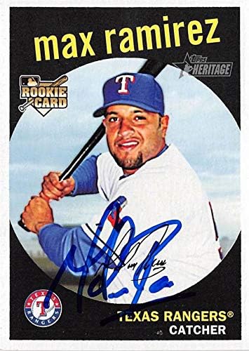 Autogramot Raktár 653505 Max Ramirez Dedikált Baseball Kártya - Texas Rangers - 2008 Topps Örökség Újonc 611 Sz.