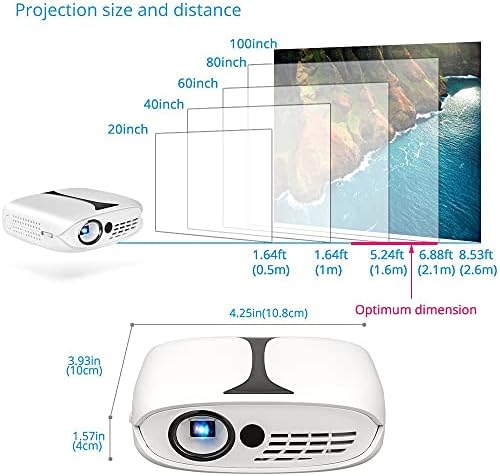 ZGJHFF Mini Projektor 180 Lumen Mobil, Hordozható, Zsebben Haza 1080P Smart Android 7.1 Projektor (Méret : RD-606W Android)