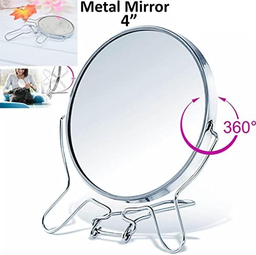 Tükör Kerek Smink Hiúság Tükör 360 Fokos Forgatható Oldalon Nagyító Tükör Rozsdamentes Acél Keret (Szín : Fehér, Méret