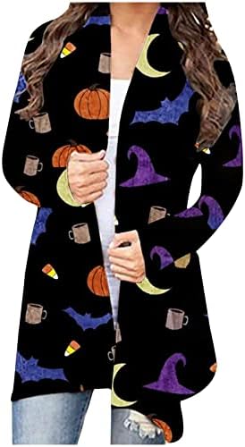 Női Halloween Pulóver Hosszú Ujjú Őszi Kabátok Pókháló Nyomtatni, Nyissa ki az Elülső Könnyű Vállrándítással Plus Size Gót