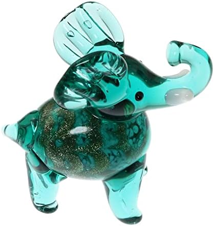 SQXBK Elefánt Figura Kézzel Fújt Art Glass Kézzel Fújt Art Glass Elefánt Figura Miniatűr Állatok Gyűjtemény Világos Elefánt