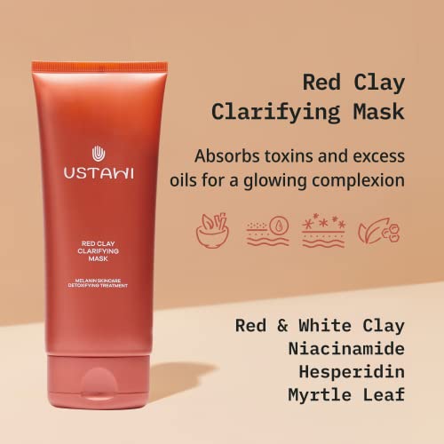 USTAWI Vörös Agyag Maszk | Elnyeli a Felesleges Olaj, Miközben Hidratálja a Bőrt, arcpakolás, A Niacinamid, Hogy Feltámassza