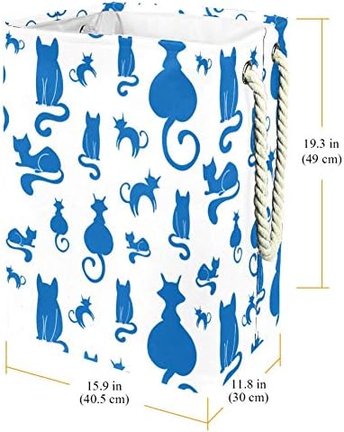 Inhomer Kék Macska Minta 300D Oxford PVC, Vízálló Szennyestartót Nagy Kosárban a Takaró Ruházat, Játékok Hálószoba