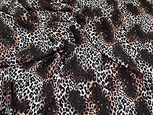 Leopard Nyomtatási Állat Mikroszálas Krepp Ruha Szövet Barna - per méter