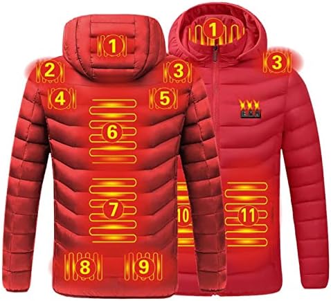 Sunaei 11 Fűtési Zónák - Férfi Fűthető Kabát Téli Termál-Ski Kabátok, Alkalmi, Laza Steppelt Kabát az Unisex