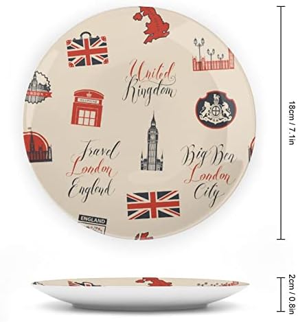 Egyesült KIRÁLYSÁG, London Téma Feliratok Régi porcelán Dekoratív tábla Display Állvány Aranyos Lemez Ajándék lakberendezés