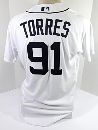 2020 Detroit Tigers Torres 91 Játék Kiadott Fehér Jersey 44 DP37283 - Játék Használt MLB Mezek