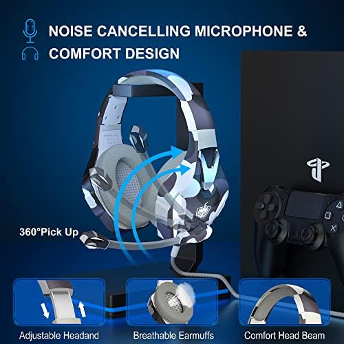 PHOINIKAS Vezetékes Gaming Headset PC PS5 PS4 Kapcsoló, Xbox Headset zajszűrős Mikrofon, Több Fül Sztereó Fejhallgató Bass