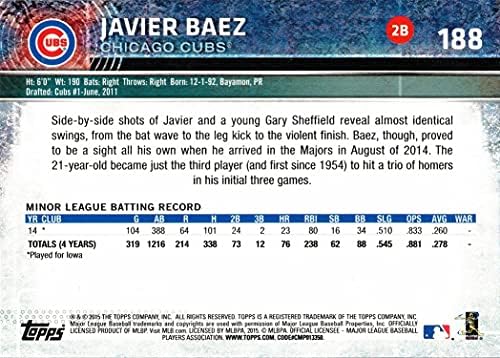 2015 Topps Nyitó Nap Baseball 188 Javier Baez Újonc Kártya